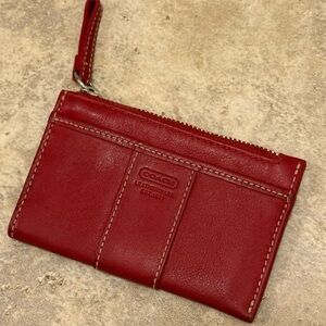 Coach Vintage Red Leather Mini Card Case/Coin Purse